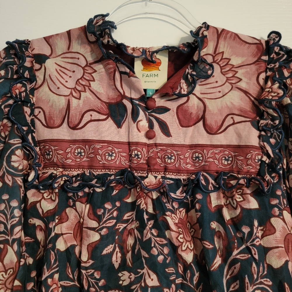 FARM RIO ainika charm long sleeve blouse in pink/rose - Picture 6 of 11